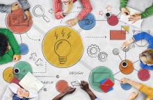 Ampoule, idées créatives, diagramme, concept